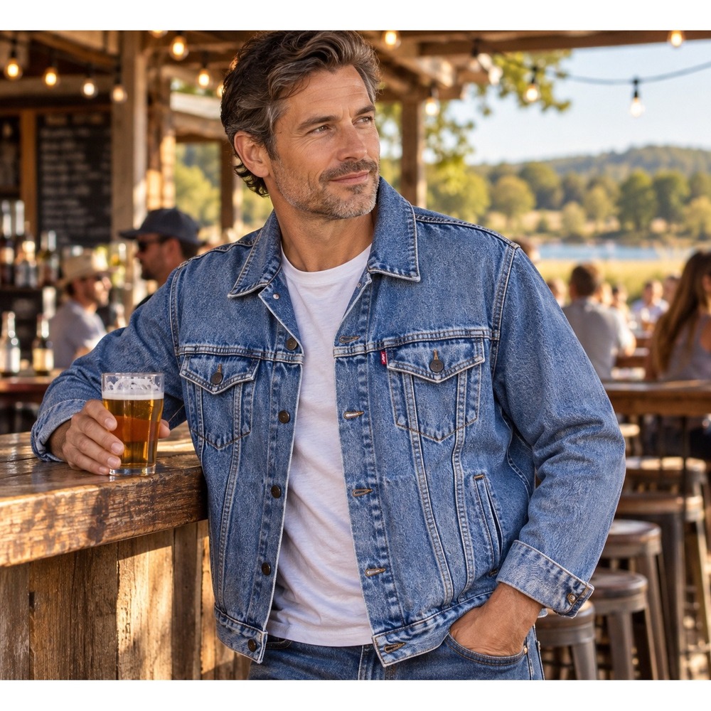 Levi's Type III Trucker Jacket Men's Large Blue Denim Western Jean Coat